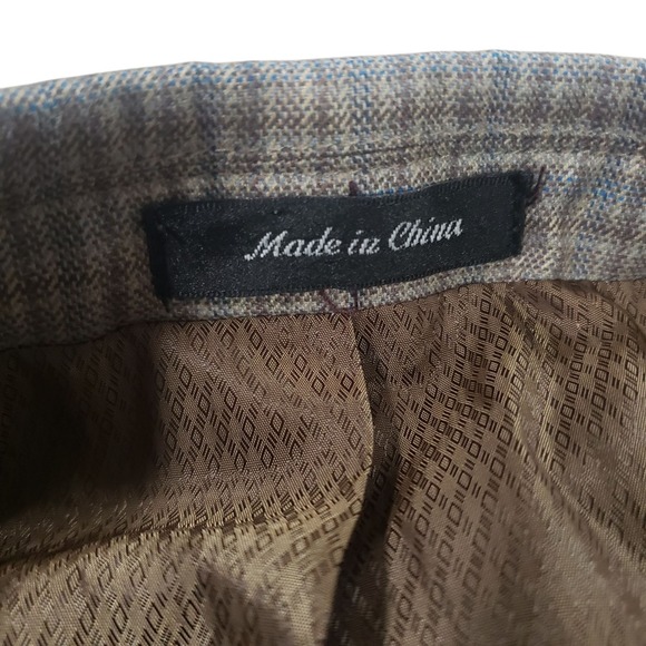 NWT Jean Paul Germain Sport Blazer Men Tan Blue 56R Plaid Lined Tweed Two Button - Picture 7 of 15